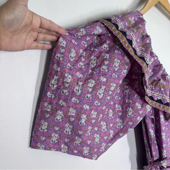 Sea NY Perry Border One Shoulder Floral Dress Lilac Puff Sleeve Midi Sz XS - Picture 7 of 10